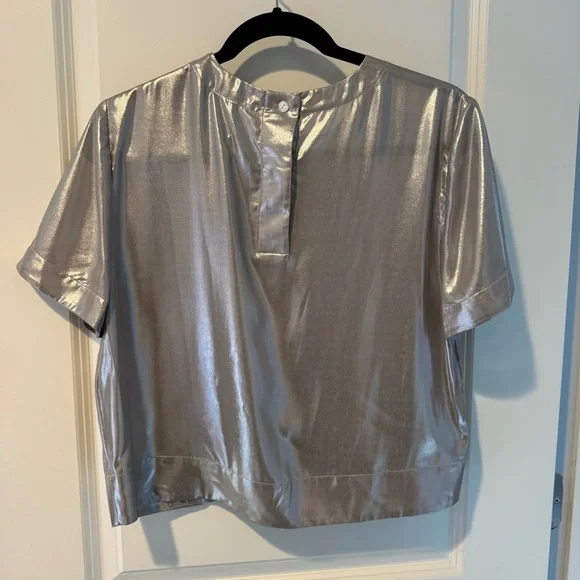 NWT rag & bone Gia Cropped Silver Metallic Tee | S - Picture 7 of 7